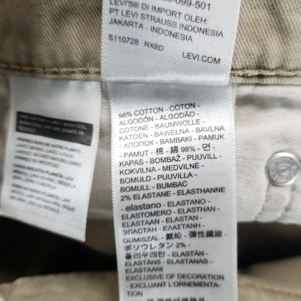 Levis 514 Jeans Mens 30x30 Beige Regular Straight Stretch Comfort Denim‎ Casual